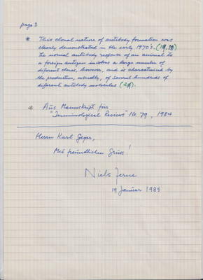 Nobelpreisträger Nils Jerre, orig geschriebene Seite, A4