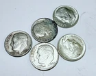 ROOSEVELT SILVER DIMES, LOT OF 5, 90% SILVER FREE SHIPPING #8815