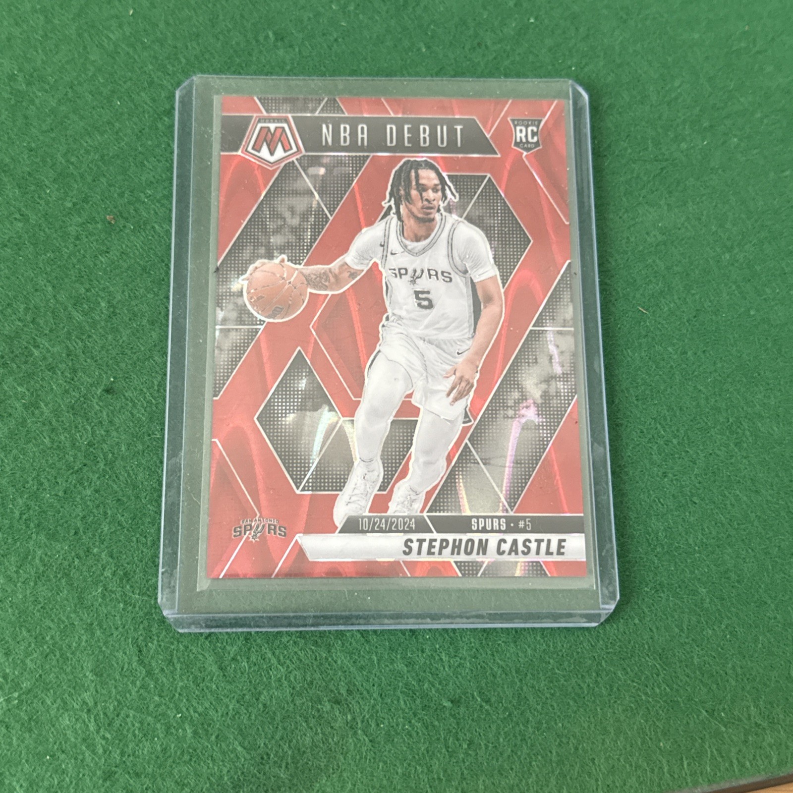 2024-25 Panini Mosaic NBA Debut Red Seismic Prizm /299 Stephon Castle Rookie RC