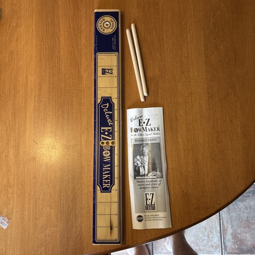 Deluxe EZ Bow Maker Ribbon Spool Holder Vintage-As Seen on TV-EZ Craft 2 Dowels