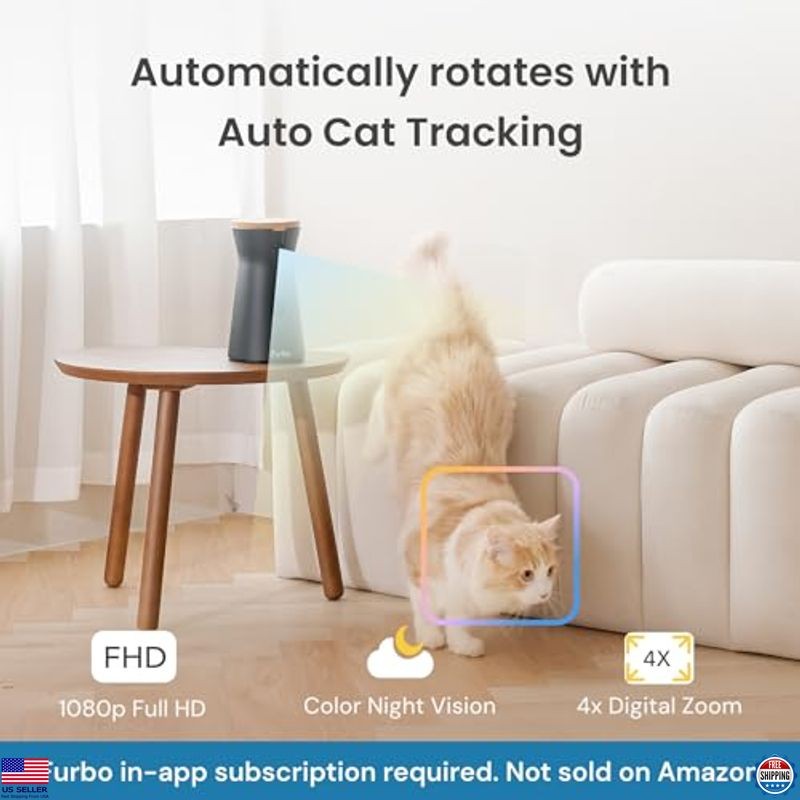 360° Cat Camera with Treat Dispenser, Smart Features & Pet Safety Alerts