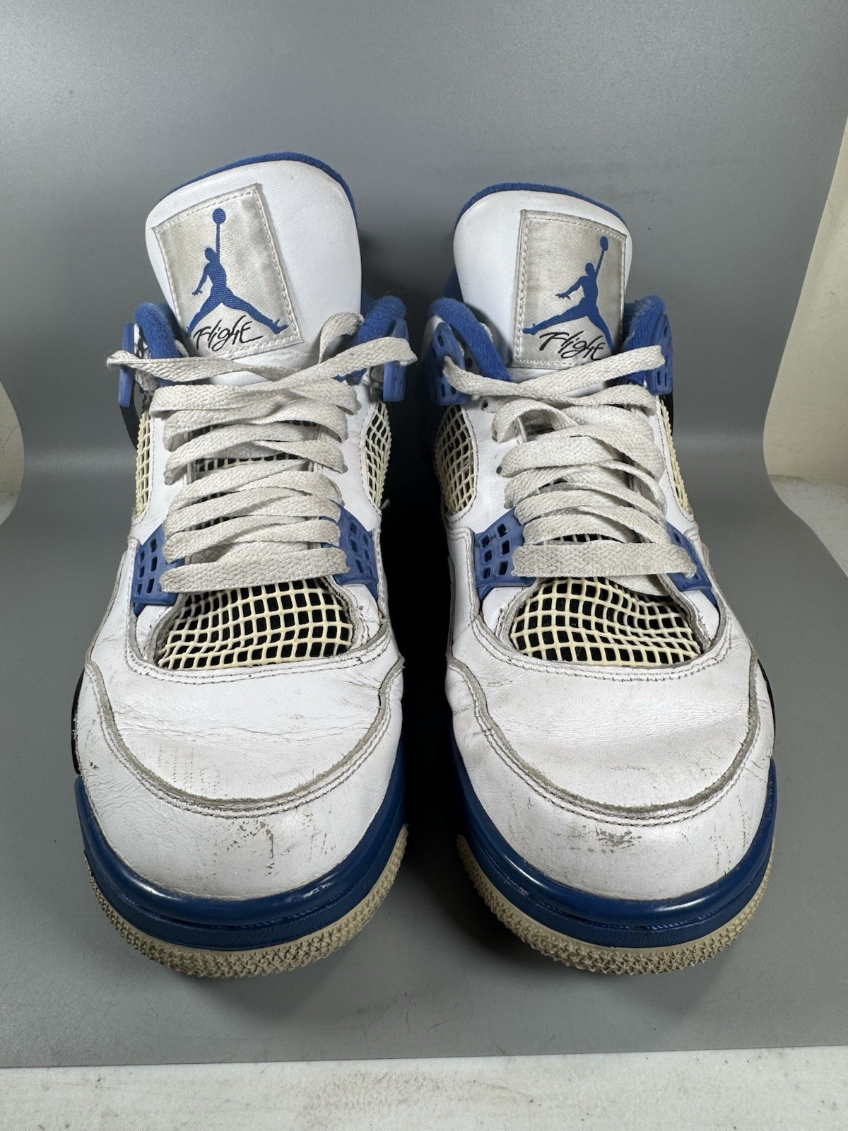 Air Jordan 4 Retro Motorsports 308497-117 Size 8 White Blue Used