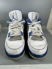 Air Jordan 4 Retro Motorsports 308497-117 Size 8 White Blue Used