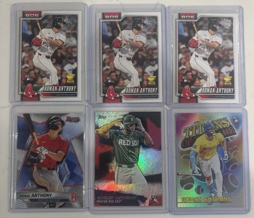 Roman Anthony RC 6 Card Lot Topps Chrome Titans Bowman’s Best Red Sox
