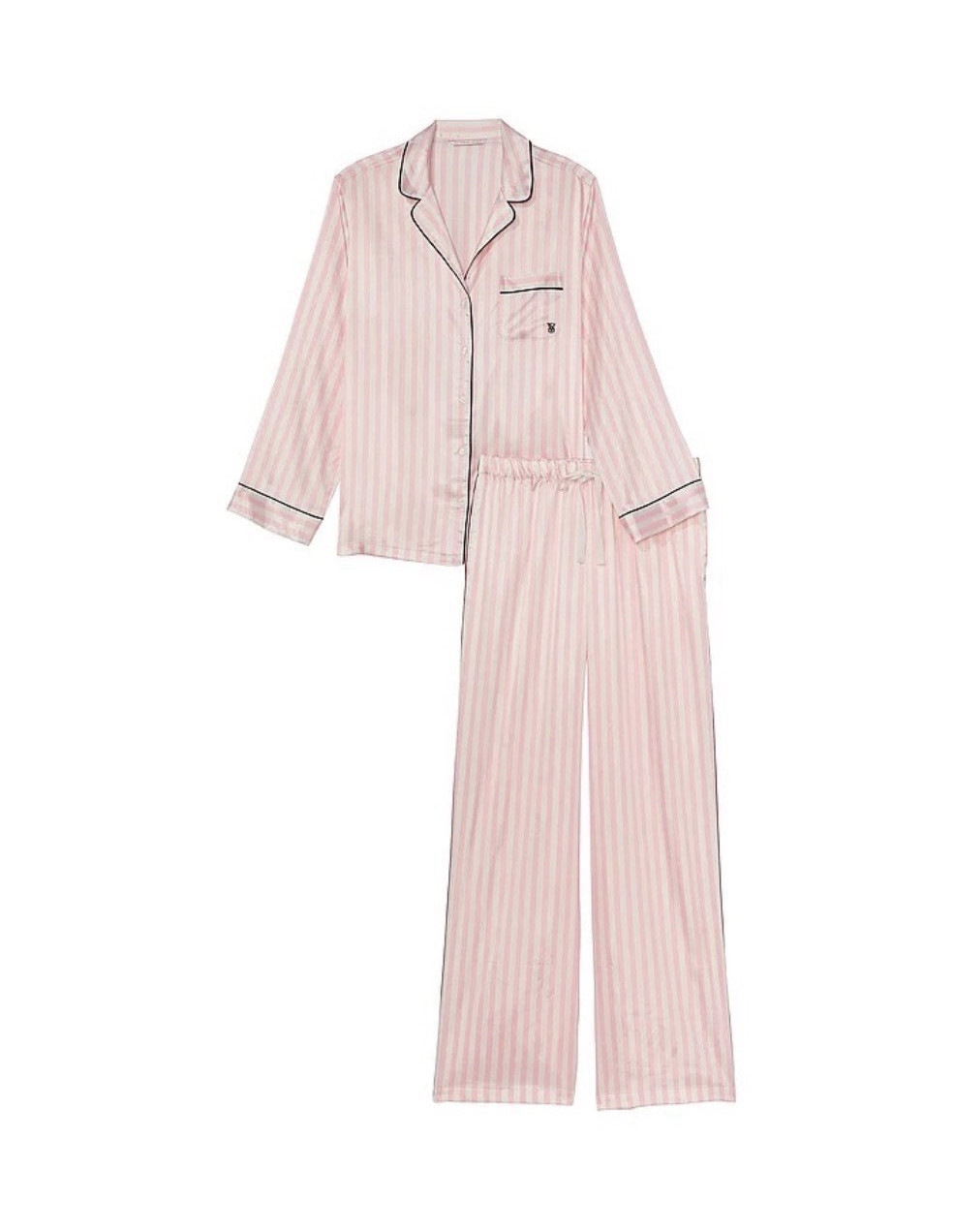 Victoria's Secret Women’s L Pink/White Striped Button-Front Pajama Set
