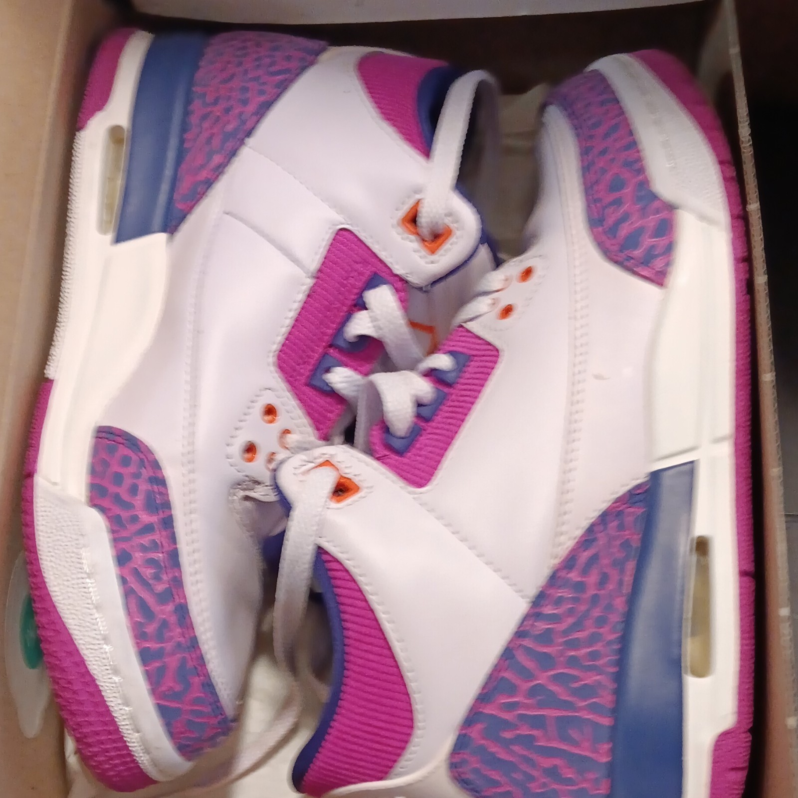 Jordan Girls Athletic Shoes White Pink Purple Leather Low To