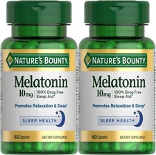 Nature's Bounty Melatonin 10 MG Sleep Health Supplement Capsules 2 Pack   