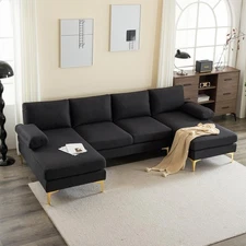4 Seater U Shape Sectional Sofa Set with Two Chaise Living Room Furniture Couch