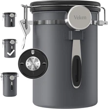 Coffee Canister, Airtight Stainless Steel Kitchen Food Storage Container with Da