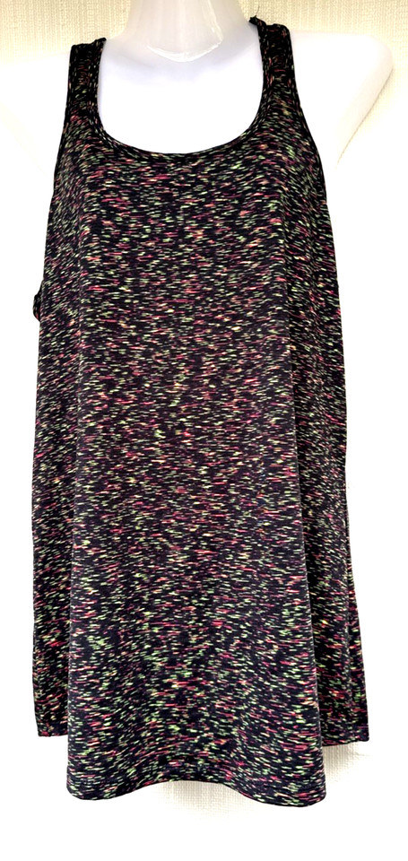 Active & Co Tank Top Size 12 Black Green Pink Fleck Racerback Gym Sporty