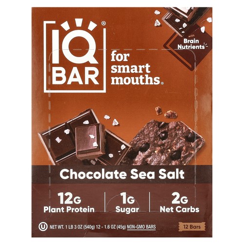Plant Protein Bar, Chocolate Sea Salt, 12 Bars, 1.6 oz (45 g) Each