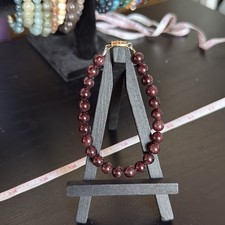 Garnet Natural Gemstone Bead Bracelet  Smooth Round 6.5mm, 8.25"