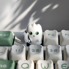 Halloween Ghost Kitty Keycap, 3D Hand-painted Artisan keycap for MX keyboard