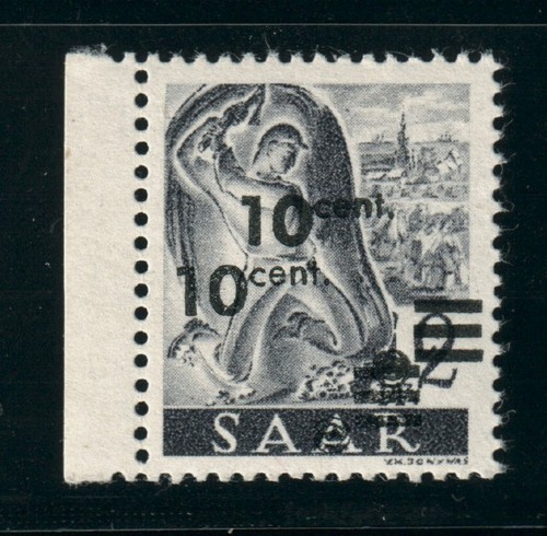 SAARLAND 226 II DD ** 10 C. DOPPELTER AUFDRUCK, postfrisch, geprüft KW 500,- €