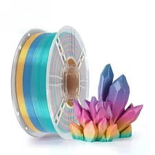 Silk PLA Plastic 1kg 1.75mm, New Multicolor Gradient 3D Printer Filament Rainbow