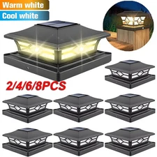 2-8PCS Solar Post Deck Cap Lights Outdoor Fence Dock 4x4/6x6 LED Lamp PVC Vinyl