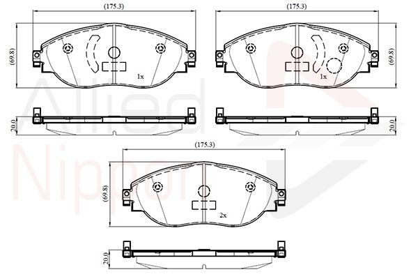 Brake Pad Set For Disc Front Fits Audi Q3 VW Arteon Golf ALLIED NIPPON ADB03115