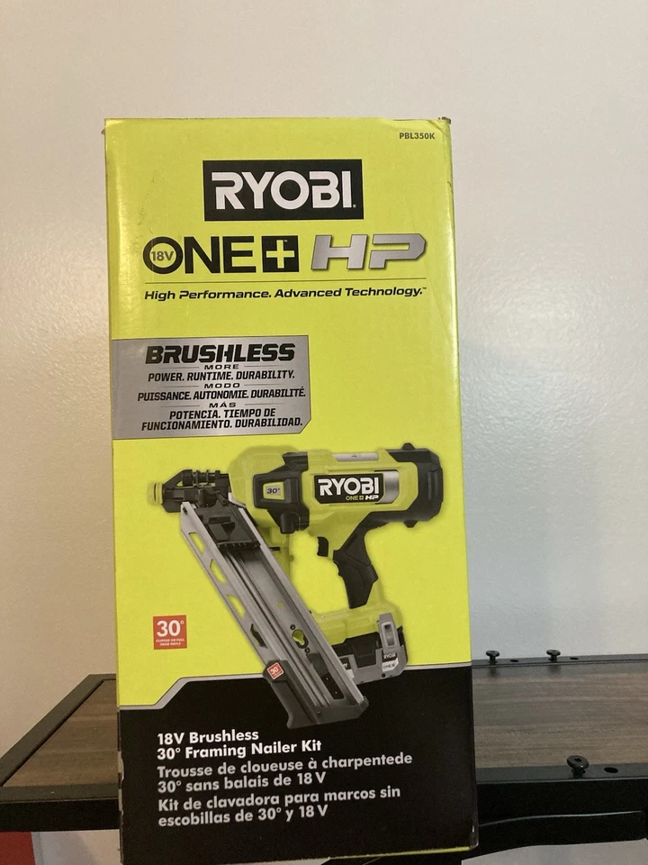 New Ryobi ONE+ HP 18V Brushless 30° Framing Nailer 4.0 Ah HP Battery + Charger - Image 3 of 3