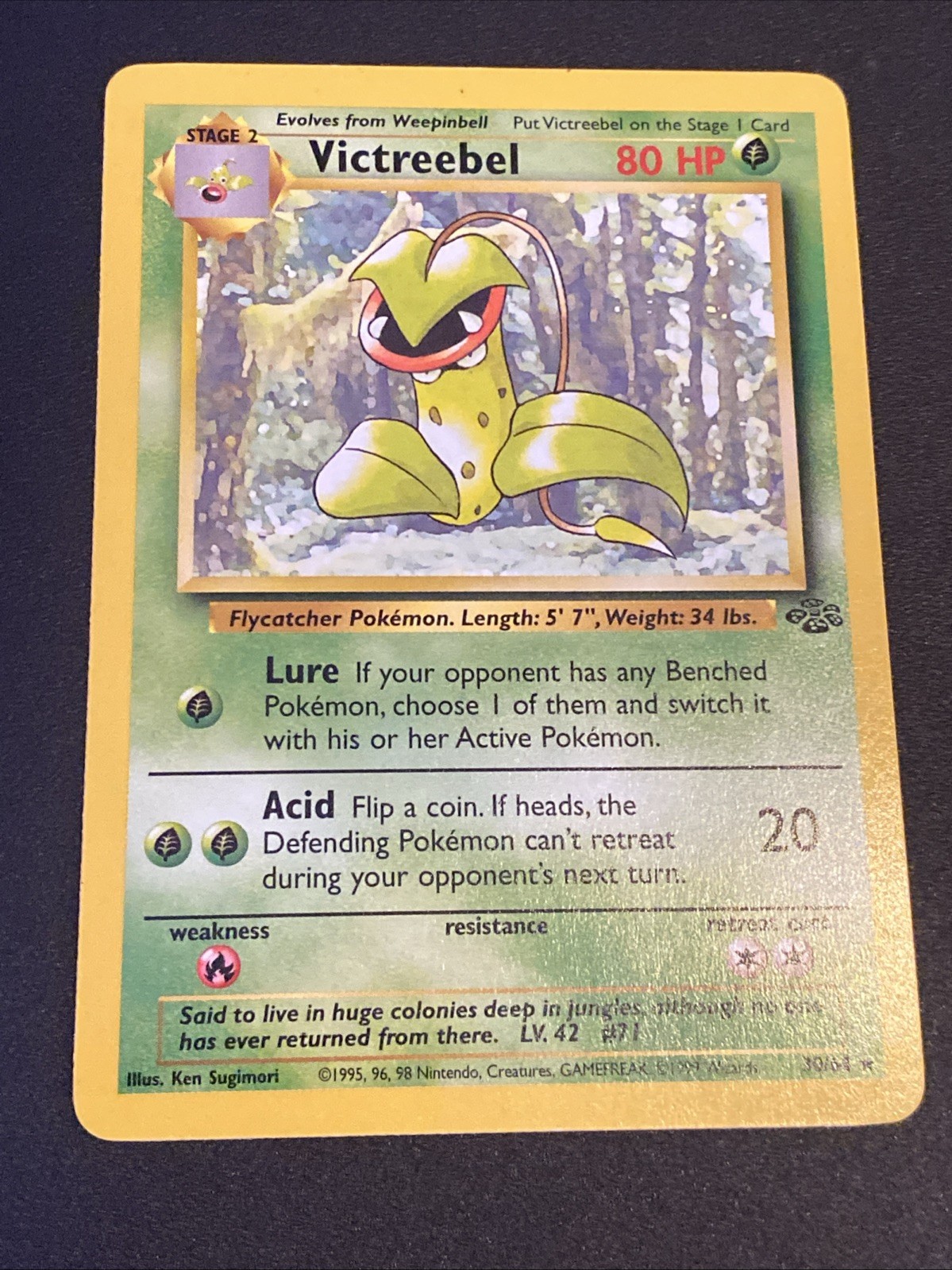 Victreebel Rare Unlimited Edition Jungle 30/64 NM/VLP Pokémon Card TCG Non Holo