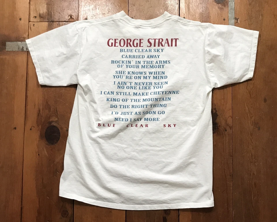 Camisa de Concierto George Strait Años 90 De Colección Para Hombres Grande 1996 Gira Azul Cielo Claro EE. UU. Foto 2 de 4
