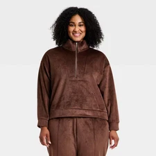 Women's Velour Ribbed 1/2 Zip Sweatshirt - All In Motion