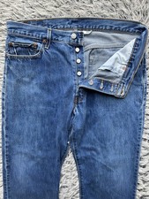 Levis Jeans Mens 36 Blue Button Fly Medium Wash Denim 501 0115 Straight Leg