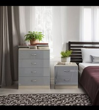 Harmin High Gloss 4 Drawer Chest Grey
