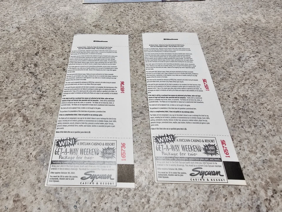 San Diego Padres MLB 2008 Ticket Stubs With Stub Holder Frames - Image 4 of 4