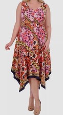 Vince Camuto Women's Orange Sleeveless Handkerchief-Hem Dress Plus Size 22W