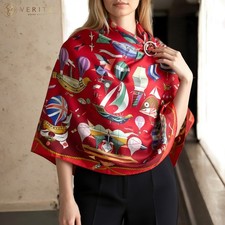 RARE VINTAGE HERMES Silk Scarf "Les Folies du Ciel" Carre 90 by Loic Dubigeon