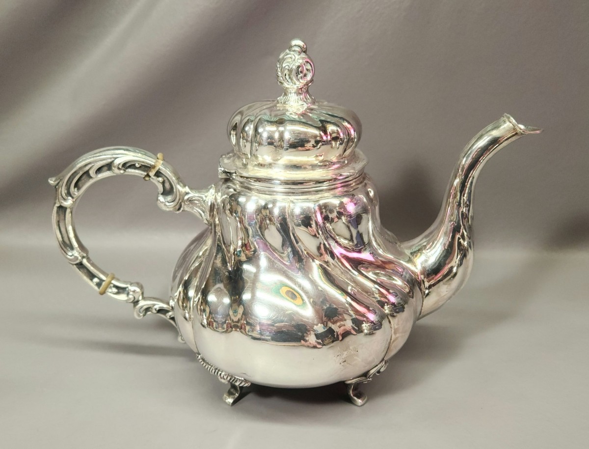 Vintage 1937 German 800 Silver Tea Set, 3-Piece, Handarbeit, VG