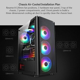 Gaming PC Computer Case ARGB LED Fan Strip Mid Tower ATX Tempered Glass Panel UK