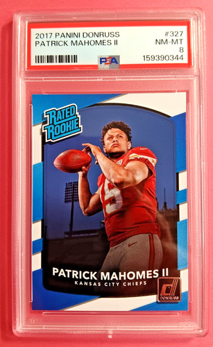 2017 Panini Donruss #327 Patrick Mahomes Rated ROOKIE PSA 8 Chiefs