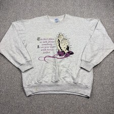Vintage Salem Crewneck Sweatshirt Mens Large USA Made Praying Hands Graphic