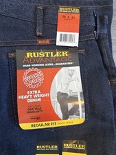 Rustler Work Pro Bootcut Jeans Regular Fit Dark Wash Denim Cotton 5-Pocket
