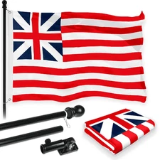 Combo Pack: 6 Feet Tangle Free Spinning Flagpole (Black) Grand Union Flag
