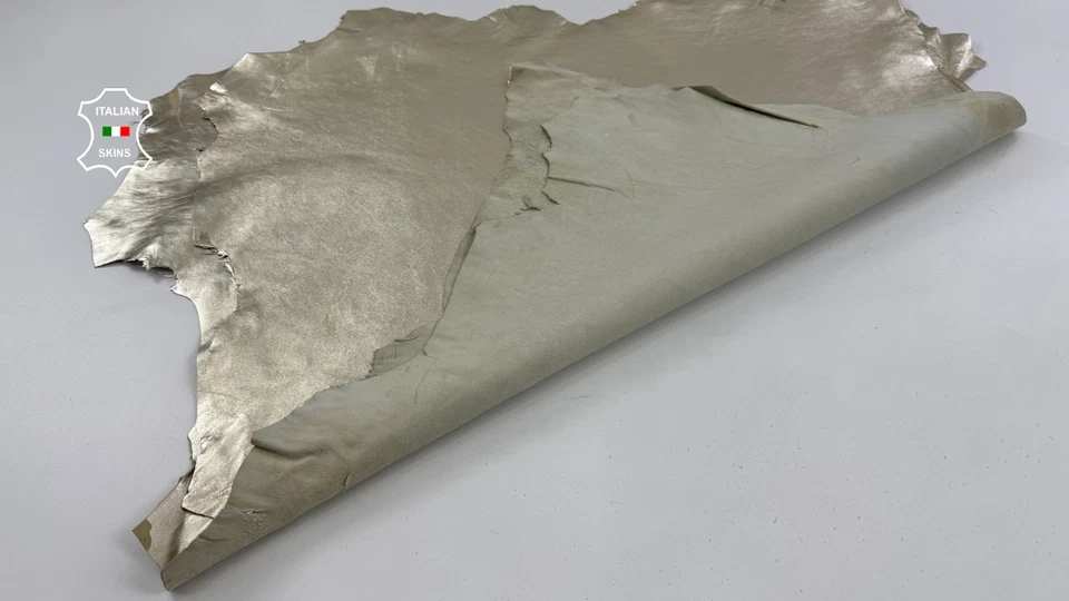 Cuero de oveja italiano de piel de cordero dorado claro metálico 2 pieles 15 pies cuadrados 0,7 mm #C6315 Foto 3 de 4