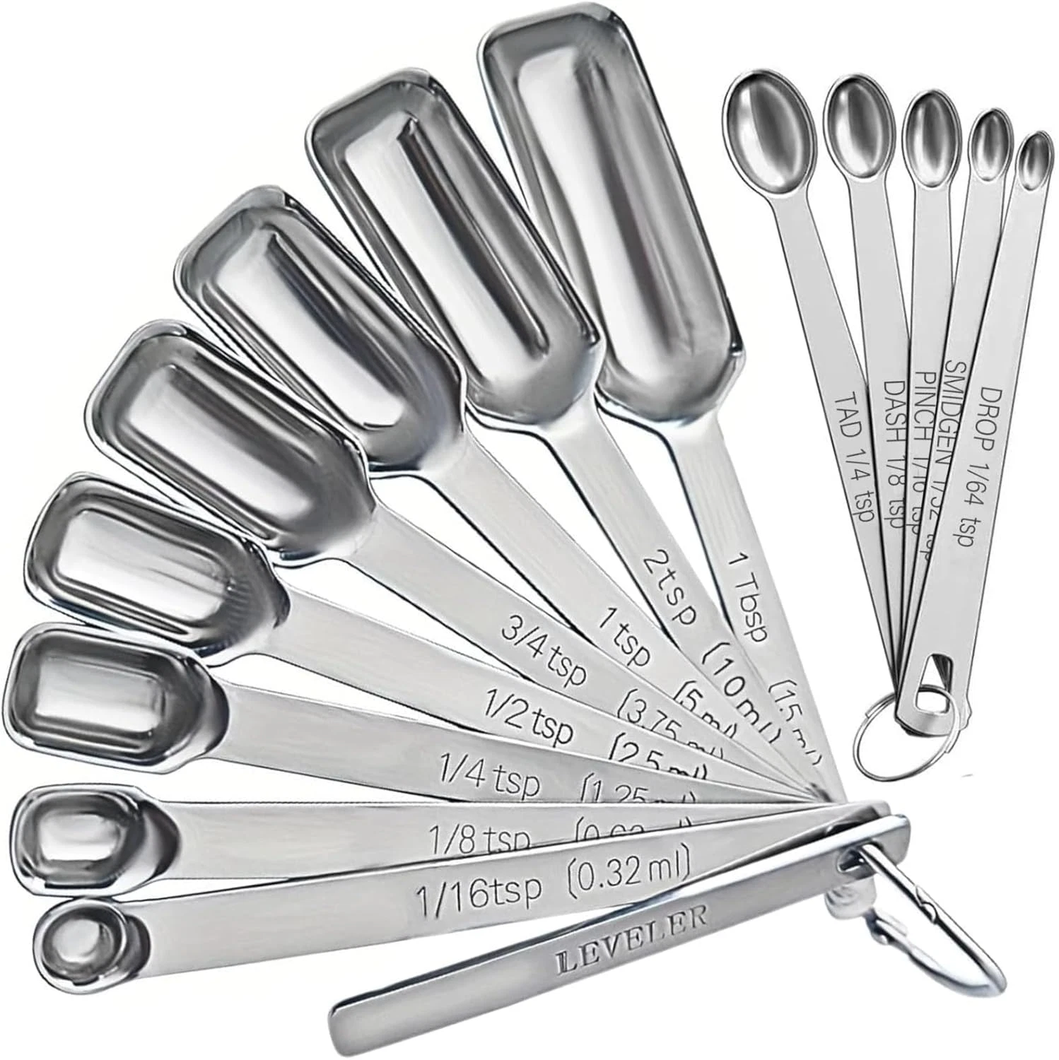 Stainless Steel Measuring Spoons Set of 14 with Leveler, Rectangular Teaspoon &
Opens in a new windo