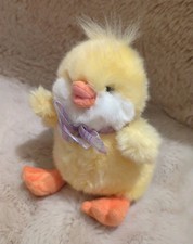 Russ Berries Plush 11  Yellow Duck Duckling Chickles Chick Lavender Bow Easter