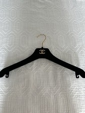 CHANEL Black Velvet Notched Clothes Hanger with Gold Hook and Logo