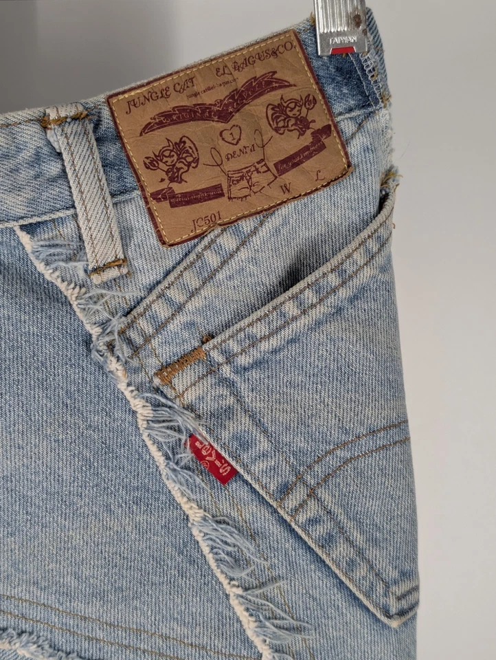 Jungle Cat Японии винтажный Y2K 90-х деконструированный Levi's юбка корсет джинсовой ткани джинсы - Изображение 4 из 4