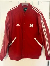 Vintage Adidas Nebraska red varsity jacket with white stripes Men’s Large
