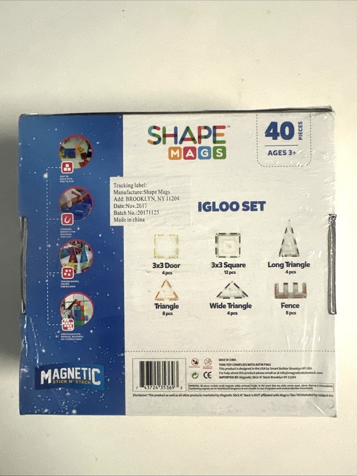 Rainbow Mags 40 piece glass color Magnetic tiles with   - THE IGLOO SET NEW SEAL - Image 2 of 4
