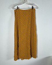 Maeve Anthropologie Women Mustard Blue Polka Dot Slit Midi Skirt Size 4 New 110