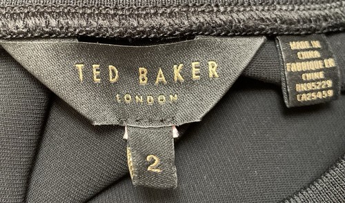 Ted Baker Maddeyy Floral Embroidered Top Black Long Sleeve Sporty Luxury Sz 2 =M - Picture 12 of 15