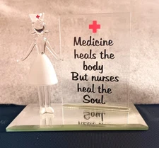 Nurses Heal the Soul Handcrafted Glass Baron Swarovski Crystals w/Box     NICE