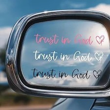 3X Mirror Sticker for Cars, Rear View Mirror Decals Access Color: Trust in God