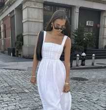 Sz 8 Reformation Tagliatelle Linen Midi Dress