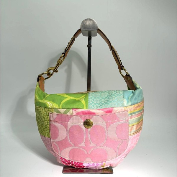 COACH Patchwork Signature Multicolor Hobo Bag Canvas Y2K 374 Stylish Everyday To