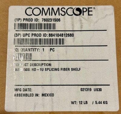 COMMSCOPE  HD-1U-SP  SPLICING FIBER SHELF - 760231506 New.